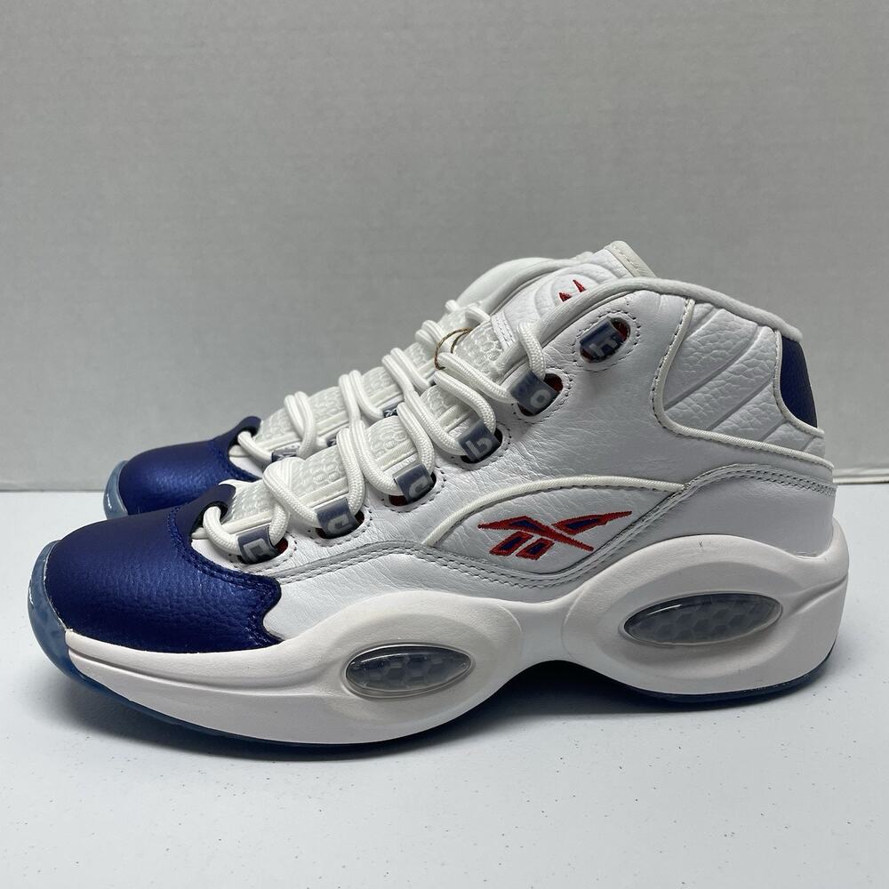 Reebok Question Mid Blue Toe GX0227 Size 8.5 White Blue Allen Iverson Philly